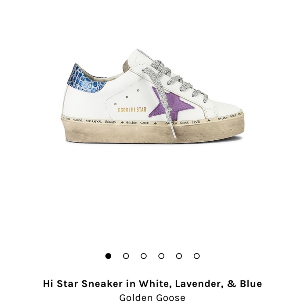 Golden Goose Hi-Star Sneaker in White, Lavender, & Blue Size 38